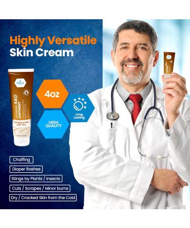 Medpride Vitamin A & D Diaper Rash Ointment 4oz Tube | Baby Skin Protectant Cream with Lanolin & Petrolatum | For Adults with Dry Cracked Skin on Hands, Feet, and Face - Buy Online on GoSupps.com
