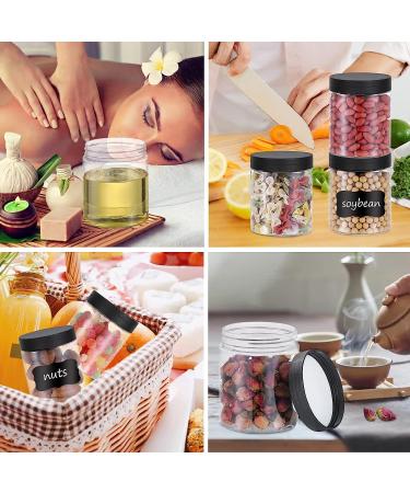 36PCS 8OZ Plastic Jars with Screw On Lids - Refillable Round Containers for Cosmetics, Food, and Slime (Clear & Black) - Buy Online on GoSupps.com