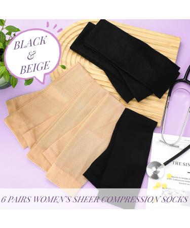 6 Pairs Open Toe Sheer Compression Socks 20-30mmHg Graduated Knee High Stockings for Women Large Size - Buy Online on GoSupps.com