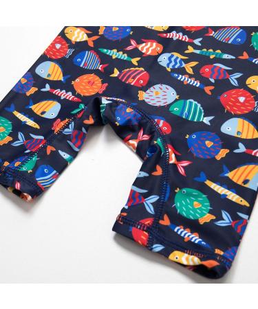 Bonverano Baby Boys Swimsuit | UPF 50+ Short-Sleeve One Piece Swimwear | Colorful Fish Design | 2-3 Years - Buy Online on GoSupps.com