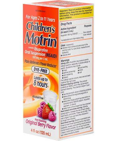 Children's Motrin Oral Suspension Medicine 100mg Ibuprofen - Berry Flavored 4 fl. oz - Buy Online on GoSupps.com