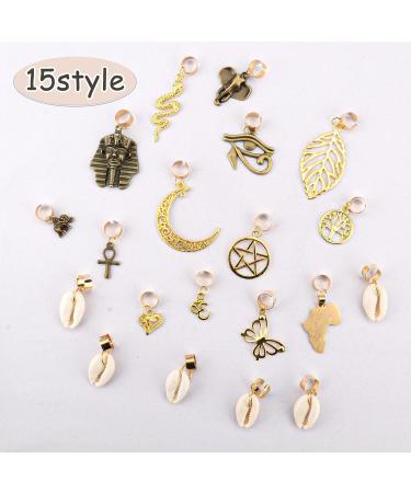 20 PCS Adjustable Locs Hair Clips | Vintage African Hair Charms | DIY Locs Accessories | Bronze and Gold - Buy Online on GoSupps.com