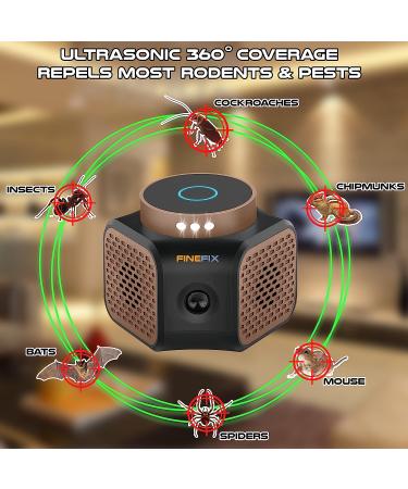 FINEFIX 360 Ultrasonic Mice Repellent - Safe Indoor Rodent Control for House, Garage, Attic, RV, Apartment - Human & Pet Friendly - Buy Online on GoSupps.com