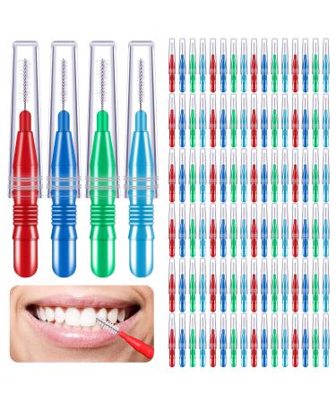 100 pieces of interdental brush toothpick interdental brush head oral hygiene dental brushes tooth flap toothpick cleaning tooth cleaning tool red blue green light blue