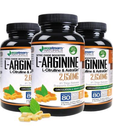 MAX 2650mg Nitric Oxide Booster L-Arginine - L-Citruline and Astragin - Time Release 2650 MAX Formula 80 Count (Pack of 1) - Buy Online on GoSupps.com