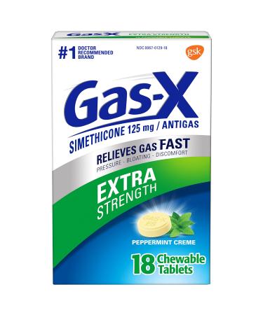 Gas-X Chewables Extra Strength Peppermint Creme 18 ea (Pack of 8)