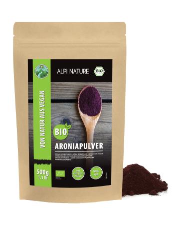 Alpi Investment OOD Organic aronia powder ground aronia from organic farming laboratorytested aronia powder vegan 100 pure softly ground natural without additives 500 GR