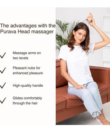 PURAVA Original Head Massager - Improved Design for Relaxation and Scalp Stimulation - Pack of 2 Silver + Wood - Buy Online on GoSupps.com