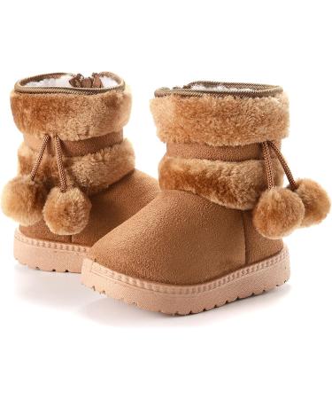 Yeeteepot Kids Winter Snow Boots | Warm Lined Anti-Slip Booties for Girls & Boys | Indoor Soft Soled Toddler Shoes | 10 UK Child (Khaki) - Buy Online on GoSupps.com