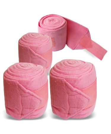 Bandages for the horse made of fleece with Velcro fastener - fleece bandages horse in the 4 -Set with practical storage bag (warm blood (full) pink) Warmblood (full) pink