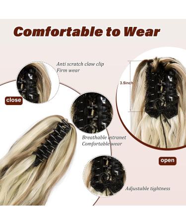 Dcbaboo Ponytail Extension Curly 18inch Claw Clip in Ponytail Hair Extensions Long Wavy Synthetic Pony tails Natural Wave One Piece Hairpiece Fake Ponytail for Women Ash Blonde/Bleach Blonde 18 inch 140g Ash Blonde/Bleach Blonde - Buy Online on GoSupps.com