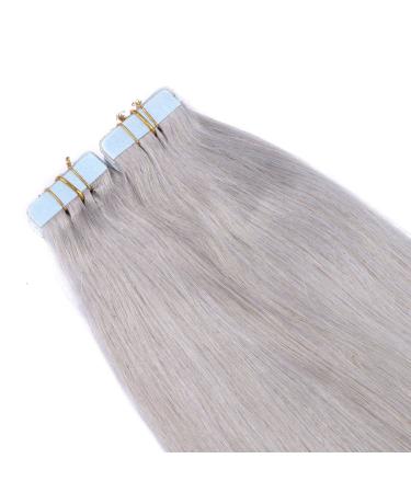 Tape In Hair Extensions - Silver - 60cm - 40 Tresses - 100% Remy Real Hair - Adhesive Tape - Novon Hair Extensions - Buy Online on GoSupps.com