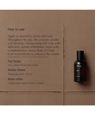 Aesop Tacit Eau de Parfum | Fresh Citrus & Green Fragrance with Yuzu Vetiver and Basil | Unisex | Uplifting & Contemporary Aroma | 1.6 oz - Buy Online on GoSupps.com