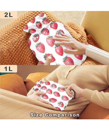 Naanle Strawberry Heat Bottle - 1L Transparent Hot Water Bottle for Pain Relief & Cold Therapy | Ideal for Bed Hand & Foot - Buy Online on GoSupps.com