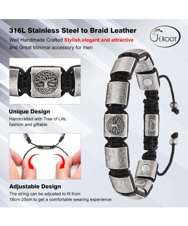 Jeroot Titanium Steel Magnet Armband for Men - Healing Bracelet with 3500 Gauss Strength Tree of Life Jewelry (23-30cm) Silver - Buy Online on GoSupps.com