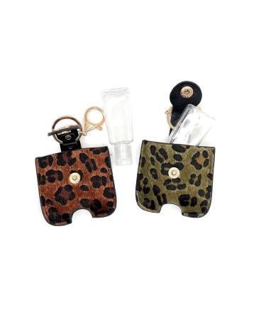 Leopard Print Travel Size Hand Sanitizer Gel Holders in Vegan Leather (Set of 2) - Moss & Rust - Buy Online on GoSupps.com