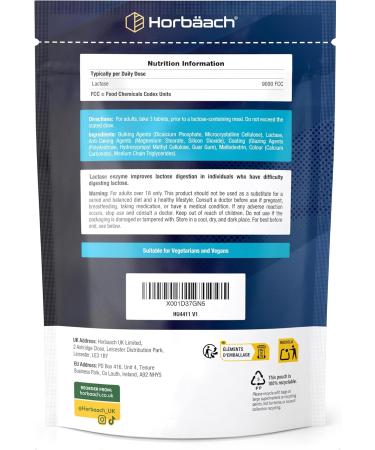 Lactase Enzyme Tablets for Improved Lactose Digestion | 180 Capsules by Horbaach - Buy Online on GoSupps.com