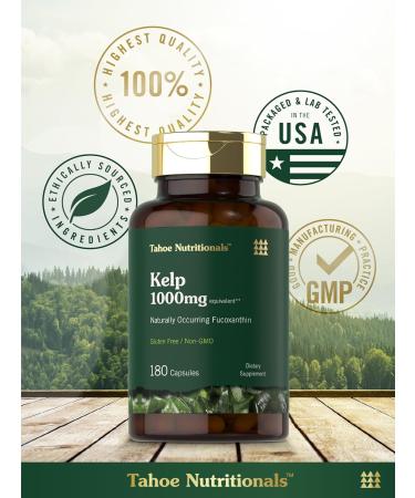 Tahoe Nutritionals Kelp Supplement Capsules | 1000mg | 180 Count | Non-GMO & Gluten Free Extract - Buy Online on GoSupps.com