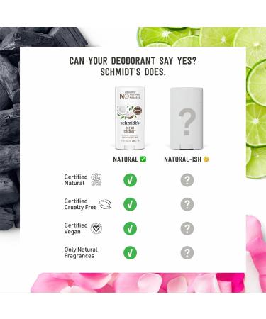 Schmidt's Aluminum-Free Vegan Deodorant Clean Coconut for Women and Men with 24 Hour Odor Protection Natural Ingredients Cruelty-Free 2.65 oz (Pack of 2) 2.65 Ounce (Pack of 2) - Buy Online on GoSupps.com