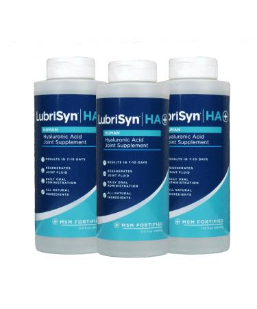 Lubrisyn HA with MSM - Proprietary Vegan Joint Relief Edible Supplement Made in USA for Humans - 3 Pack, 90 Day Supply of Liquid Hyaluronic Acid Formula for Healthy Joints