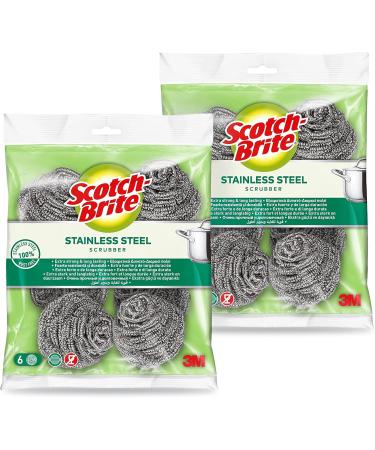 Scotch-Brite Stainless Steel Scourer - 12 Rust-Resistant Spiral Metal Pads for Powerful Cleaning | Effective Scrubbing Pad with Spirals - Buy Online on GoSupps.com