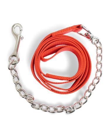 Guide for horses |Safe leading with iron chain & nylon handle |Guide suitable for stallion dogs pony donkey |Length 2.10 m (2x red)