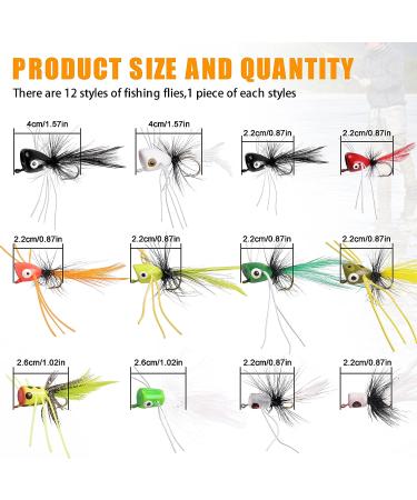 Topwater Fly Fishing Poppers Kit for Bass Trout Panfish - 12/15pcs Lures Set - Buy Online on GoSupps.com