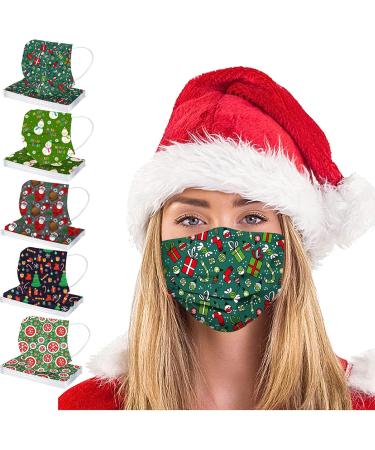 50PCS Christmas Adults Disposable Face_Mask 3-PLY Multi Pattern Printed Breathable_Dustproof with Elastic Earloop 50PCS Color-137 - Buy Online on GoSupps.com