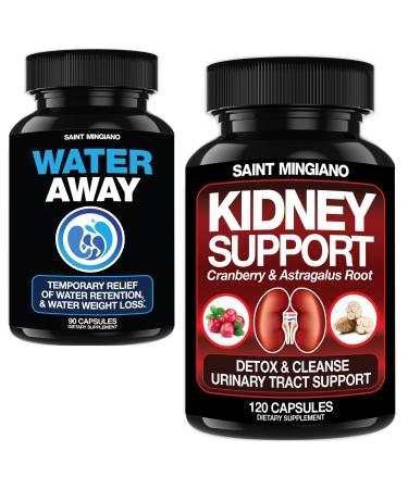 Saint Mingiano Kidney Support Cleanse Detox & Repair - with - Water Away - Diuretic Water Pills