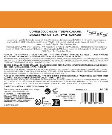 Cottage Tendre Caramel Gift Box - 1 Shower Gel + 1 Shower Scrub + 1 Moisturizing Body Lotion + 1 Exfoliating Glove - Made in France - Buy Online on GoSupps.com