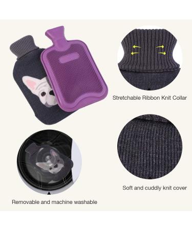 HomeTop Premium 2L Classic Rubber Hot Water Bottle with Cute Bulldog Knit Cover - Gray - Buy Online on GoSupps.com