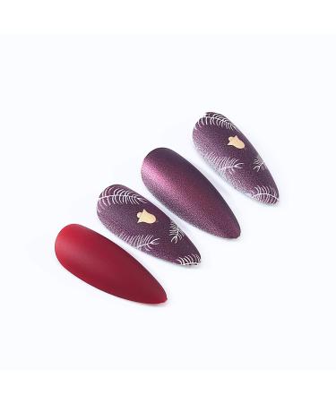 Brishow Christmas Artificial Ballerina Nails Moose Design 24 Full Cover Acrylic Press-On Nails for Women & Girls - Buy Online on GoSupps.com