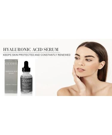 L Core Paris Hyaluronic Acid Serum with Vitamin C & E | Fast Absorbing Deep Hydration Acne & Wrinkle Relief | Tightens Skin | International Shipping Available - Buy Online on GoSupps.com