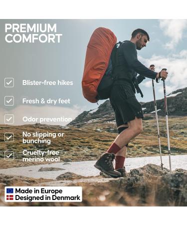 DANISH ENURANCE Premium Merino Wool Outdoor Hiking Socks - 2 Pack Black - Men & Women - Medium - Buy Online on GoSupps.com