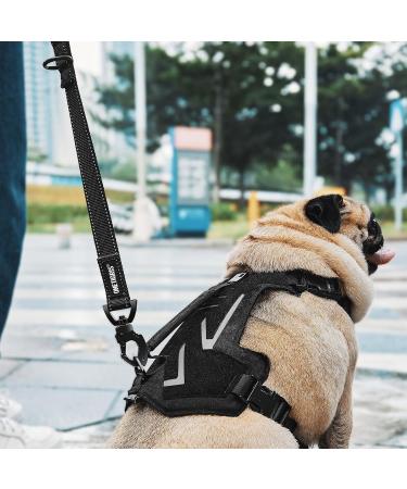 Oneigris Bolt Short Guide Dog Leash 52cm | Reflective Nylon Tiger Tooth Clip Soft Upholstery | Ideal for Medium & Large Dogs - Black - Buy Online on GoSupps.com
