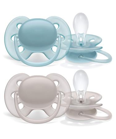 Philips AVENT Ultra Soft Pacifier 6-18m Blue/Grey 4 Pack | SCF211/40 - Buy Online on GoSupps.com