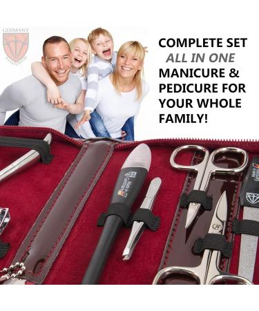 3 Swords Germany Manicure Pedicure Set Kit in Burgundy Synthetic Leather - Premium Brand Quality - Buy Online on GoSupps.com