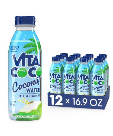 Vita Coco Coconut Water, Pure | Natural Hydrating Electrolyte Drink | Smart Alternative To Coffee, Soda, & Sports Drinks | Gluten Free | 16.9 Oz Slim Bottle (Pack Of 12)