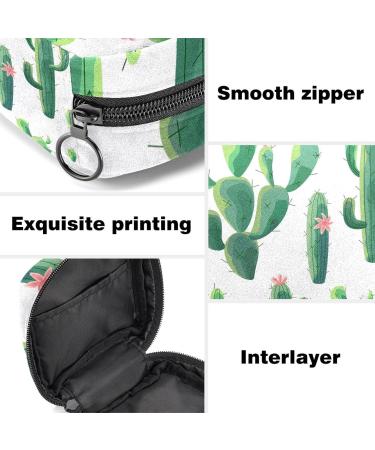 Stylish Tropical Cactus Menstruation Pad Bag with Zipper | Women's Napkin & Tampon Organizer | Eco-Friendly & Durable Tote for Girls - Buy Online on GoSupps.com