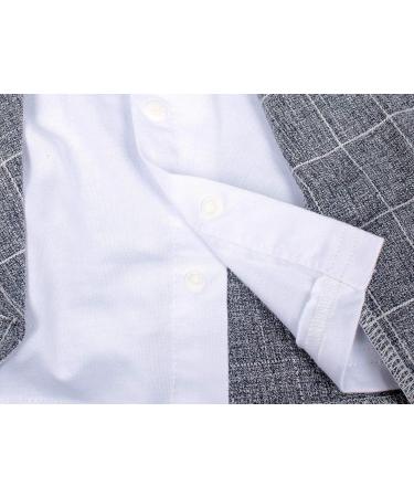 AmzBarley Baby Boys Gentlemans Outfit Suit | Long/Short Sleeve Shirt Pants Vest Bowtie Romper | Grey 6-12 Months - Buy Online on GoSupps.com