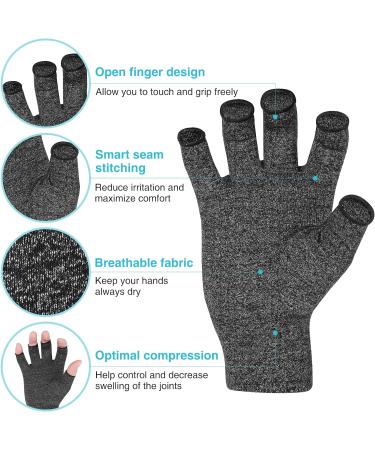 DISUPPO Arthritis Gloves - Pain Relief for Women and Men - Rheumatoid, RSI, Carpal Tunnel - Compression Fingerless Gloves - Gray L - Buy Online on GoSupps.com