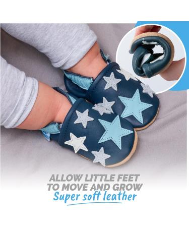 Blue Stars Baby Walking Shoes 6-12 Months | Soft Sole Leather Toddler Shoes - Buy Online on GoSupps.com