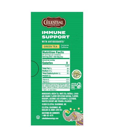 Celestial Seasonings Green Tea Immune Support | Antioxidants, Caffeine | 4 Tea Bags x 6 Pack - Buy Online on GoSupps.com