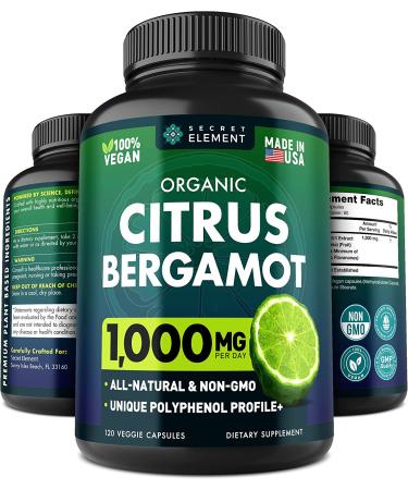 Bergamot 1000mg - Organic Extract - High Absorption Rate - Non-GMO & Vegan - 120 Capsules
