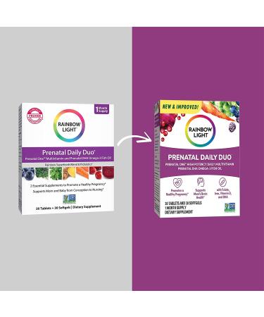 Rainbow Light Prenatal Daily Duo - Prenatal Multivitamin & DHA Softgels, 30 Tablets + 30 Softgels, 2-Pack - Buy Online on GoSupps.com