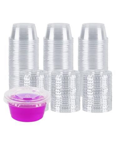 Zeml Portion Cups with Lids (2 Ounces 100 Pack) Disposable Plastic