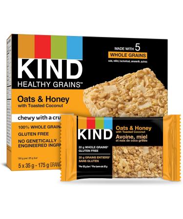 KIND Bars Dark Chocolate Nuts & Sea Salt Gluten Free Low Sugar 40 Grams 12 Count & Healthy Grains Bars Oats & Honey with Toasted Coconut Gluten Free 35 Grams 5 Count - Buy Online on GoSupps.com