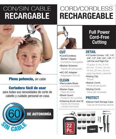 Conair Cordless 22-Piece Hair Clipper - Use Corded or Cordless - Buy Online on GoSupps.com