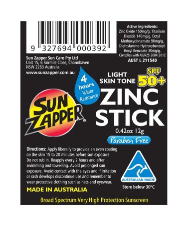 Sun Zapper Zinc Stick SPF 50+ Sunscreen 4 Pack 0.42 oz - Skin Tone - Buy Online on GoSupps.com