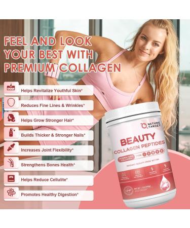 NATURE TARGET Beauty Collagen Peptides Powder for Women Multi Collagen Powder with Vitamin C Biotin Hyaluronic Acid Unflavored Keto Friendly Easy Dissolve Non-GMO 50 Servings 1.1 Pound (Pack of 1) - Buy Online on GoSupps.com